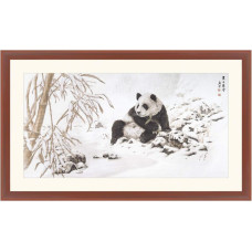 2032103 Xiu Crafts Набір для вишивки рахунковим хрестиком - Некваплива Панда 76x48 см, Aida 14 ct (канва з фоном)