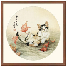 2032301 Xiu Crafts Набір для вишивки рахунковим хрестиком - Грайливе кошеня 40,5х40,5 см, Aida №14