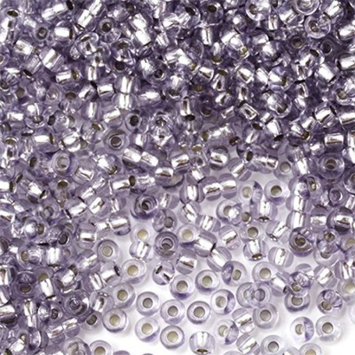 78121 10/0 чеський бісер Preciosa, 5 г, сіро-фіолетовий, кристальний сольгель з блискучим срібним отвором