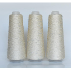 208 Пряжа Visco Knot Infinity Yarn, 100гр - 500м, молочний+срібло, 100% віскоза з люрексом