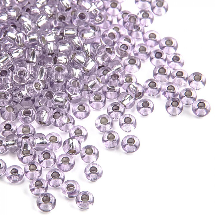 78122 10/0 чеський бісер Preciosa, 50 г, фіолетовий, кристальний сольгель з блискучим срібним отвором