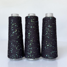 211 Infinity Yarn Пряжа паєтки 3 мм на котонi, Графіт+прозорий хамелеон  100гр-800м
