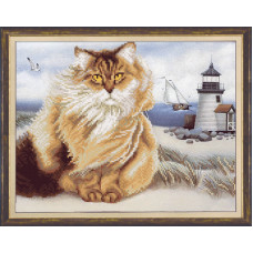 СБ-139 Кішка і маяк. Чарівна Мить. Схема на тканині для вишивання бісером