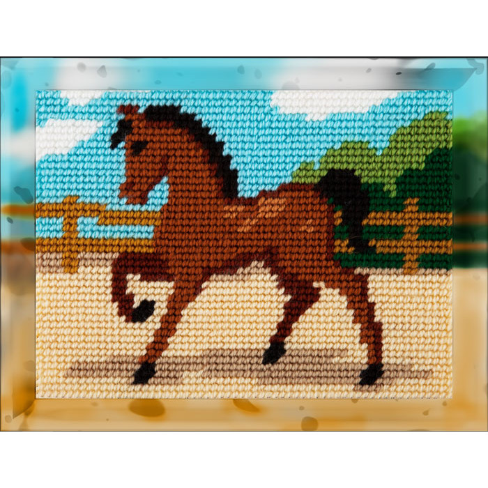 X2259 Кінь. Bambini. Набір для вишивки пряжею по канві з малюнком гобеленовим стібком