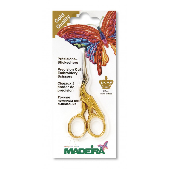 9479 Ножиці цапельки для вишивання і рукоділля Madeira, позолота 22 карата. Madeira