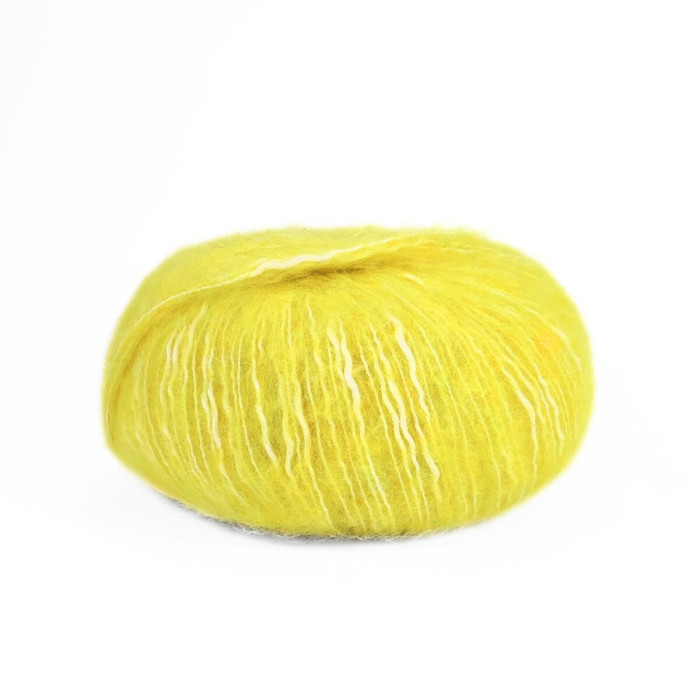 22 Пряжа Adriafil Zucchero Filato, 50г - 175м, лимонний, 18% альпака, 50% бавовна, 32% вовна