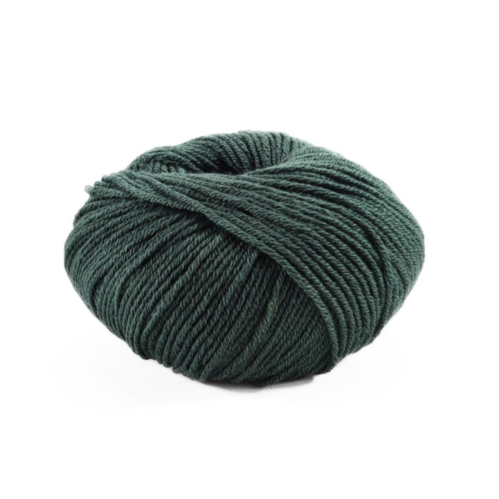 22 Пряжа Laines du Nord Spring Wool, 50г - 140м, темно-зелений, 50% вовна, 50% бавовна