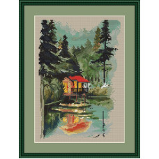 220001Р Little Stitch Набір для вишивки рахунковим хрестиком - Будиночок в лісі 20,1x29,2 см, Linda 27 ct (айворі)