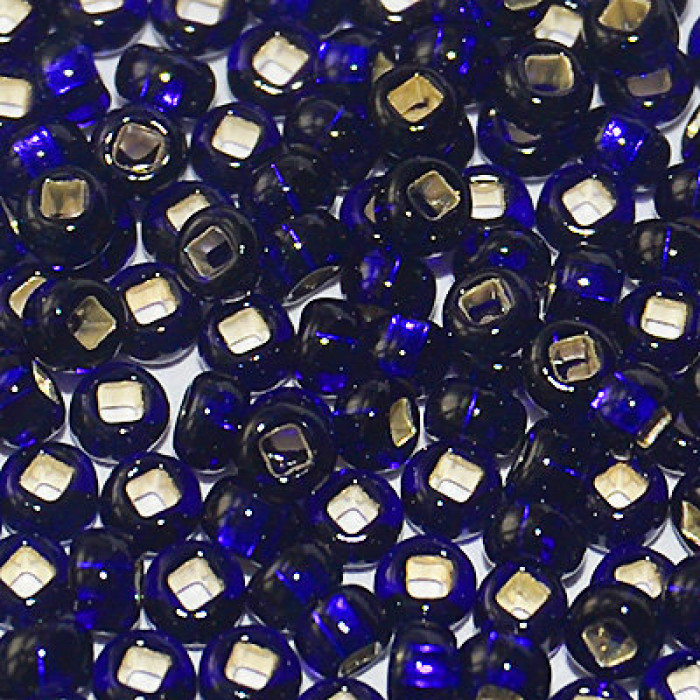 37110 10/0 чеський бісер Preciosa, 50 г, чорнильно-синій, прозорий з блискучим срібним отвором