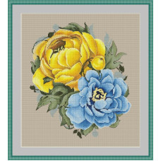 220011Р Little Stitch Набір для вишивки рахунковим хрестиком - Півонії  54,6x40,8 см, Linda 27 ct (айворі)