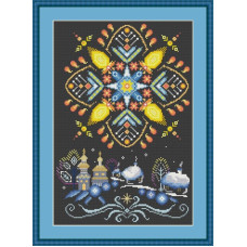 220017Р Little Stitch Набір для вишивки рахунковим хрестиком - Різдвяна зірка 25x37,4 см, Linda 27 ct (айворі)