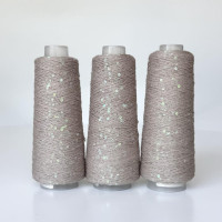 226 Infinity Yarn Пряжа паєтки 3 мм на котонi, Попіл+прозорий хамелеон  100гр-800м