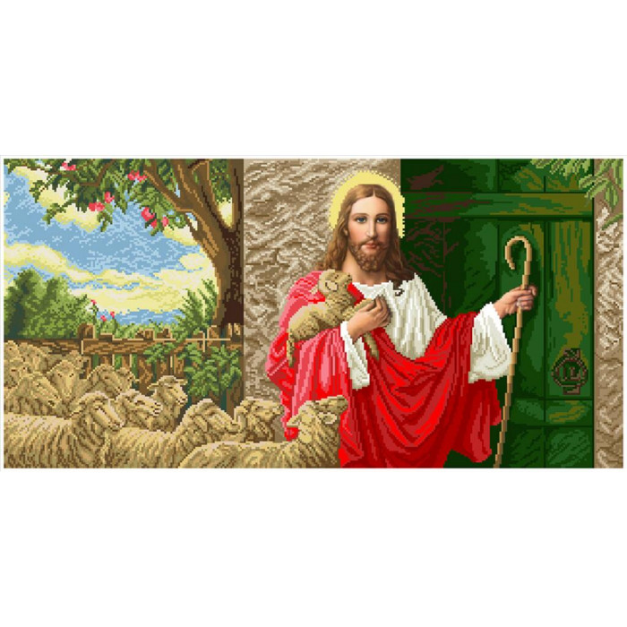 23 ІСД-схема Ісус стукає у двері. БС Солес. Схема на тканині для вишивання бісером