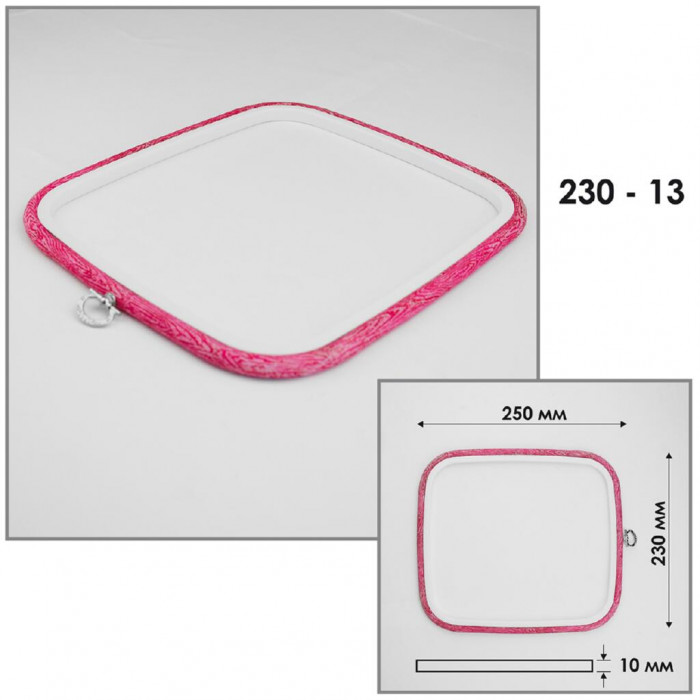 230-13 П`яльці-рамка квадрат каучукові з підвісом, 230х250 мм, товщина 10 мм, рожевий. Nurge