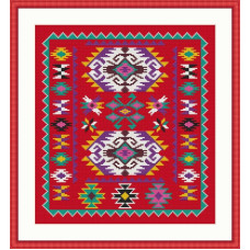 230035 Little Stitch Набір для вишивки рахунковим хрестиком - Етнічний килим №1 22x25 см, Aida16 (червона)