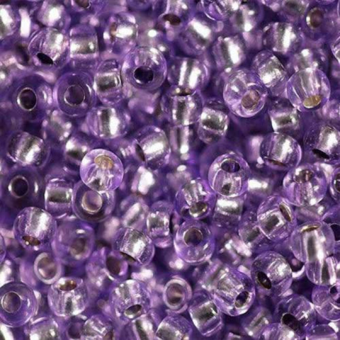 78123 10/0 чеський бісер Preciosa, 5 г, фіолетовий, кристальний сольгель з блискучим срібним отвором