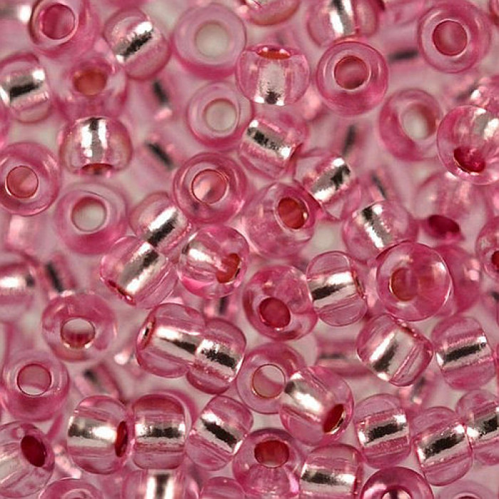 78192 10/0 чеський бісер Preciosa, 5 г, рожевий, кристальний сольгель з блискучим срібним отвором