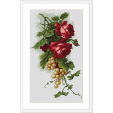 B2229 Червоні троянди з виноградом. 20х33 см. Luca-S. Набір для вишивки хрестиком на Aida 16