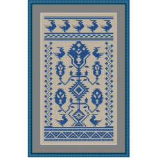 240047 Little Stitch Набір для вишивки рахунковим хрестиком - Рушничок №4 (синій) 17,5x31 см, Aida16 (айворі)