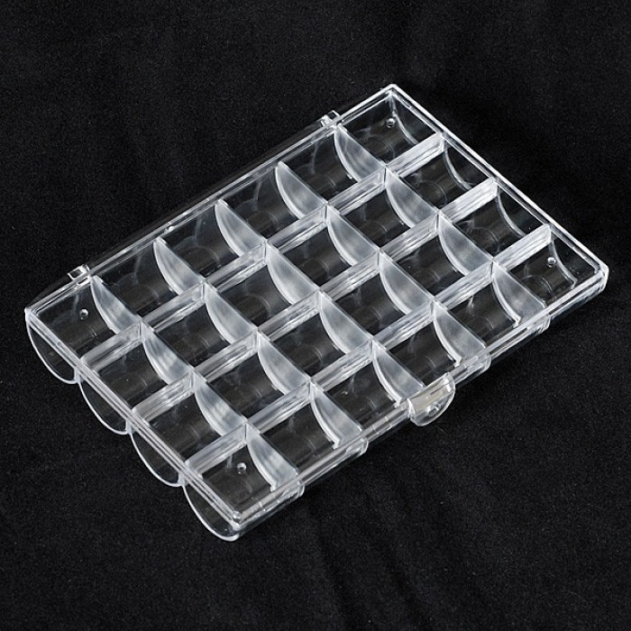 Органайзер для рукоділля 24 клітинки прозорий з кришкою 12*18*2,5 см.