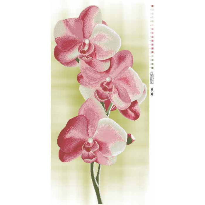 ТК005ан4695 рожеві Орхідеї 46х95. Барвиста вишиванка. Схема на тканині для вишивання бісером