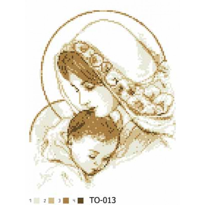 ТО013ан2535 Марія з немовлям 25х35. Барвиста вишиванка. Схема на тканині для вишивання бісером