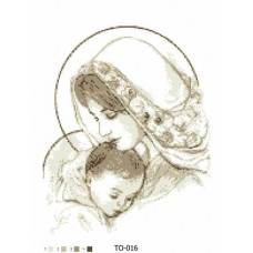 ТО016ан3545 Марія з немовлям 35х45. Барвиста вишиванка. Схема на тканині для вишивання бісером