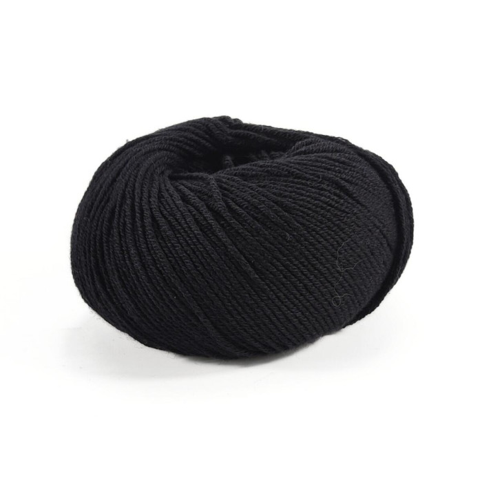 25 Пряжа Laines du Nord Spring Wool, 50г - 140м, чорний, 50% вовна, 50% бавовна