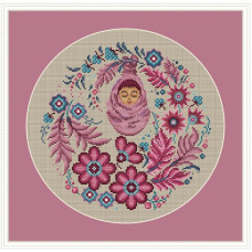 250066 Little Stitch Набір для вишивки рахунковим хрестиком - Рожевий віночок 21,5x21,5 см, Aida16 (айворі)