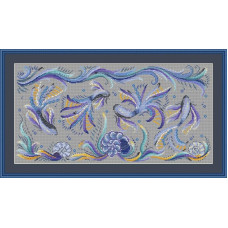 250067 Little Stitch Набір для вишивки рахунковим хрестиком - Морська фантазія 44x22 см, Aida16 (сірий)