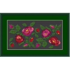250069Р Little Stitch Набір для вишивки рахунковим хрестиком - Троянди 28x14 см, Linda 27 ct (чорна)