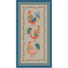 250075 Little Stitch Набір для вишивки рахунковим хрестиком - Курочки 37x15,5 см, Aida 16 (айворі)