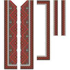 ВЧ015кБнннн Вставка для чоловічої сорочки, атлас-коттон, біла. Барвиста вишиванка. Заготовка для вишивки бісером