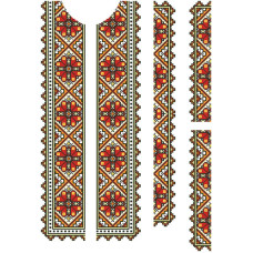 ВЧ025кБнннн Вставка для чоловічої сорочки, атлас-коттон, біла. Барвиста вишиванка. Заготовка для вишивки бісером