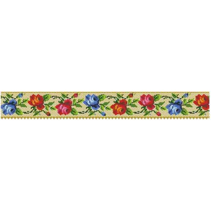 ПС005кБнннн Пояс жіночий, атлас-коттон, білий. Барвиста вишиванка. Заготовка для вишивки бісером