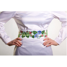 ПС008кБнннн Пояс жіночий, атлас-коттон, білий. Барвиста вишиванка. Заготовка для вишивки бісером
