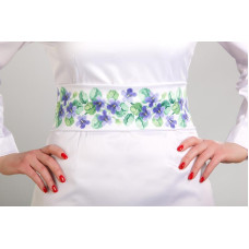 ПС025кБнннн Пояс жіночий, атлас-коттон, білий. Барвиста вишиванка. Заготовка для вишивки бісером