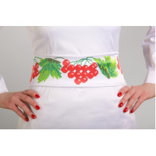 ПС037кБнннн Пояс жіночий, атлас-коттон, білий. Барвиста вишиванка. Заготовка для вишивки бісером