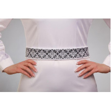 ПС049кБнннн Пояс жіночий, атлас-коттон, білий. Барвиста вишиванка. Заготовка для вишивки бісером