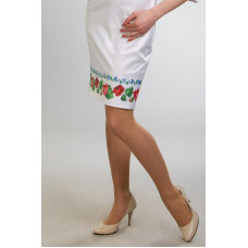 СЖ004кБнннн Спідниця жіноча, атлас-коттон, білий. Барвиста вишиванка. Заготовка для вишивки бісером