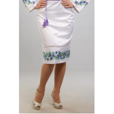 СЖ025кБнннн Спідниця жіноча, атлас-коттон, білий. Барвиста вишиванка. Заготовка для вишивки бісером