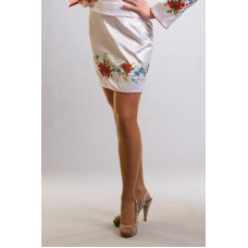 СЖ026кБнннн Спідниця жіноча, атлас-коттон, білий. Барвиста вишиванка. Заготовка для вишивки бісером