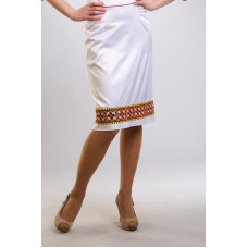 СЖ039кБнннн Спідниця жіноча, атлас-коттон, білий. Барвиста вишиванка. Заготовка для вишивки бісером
