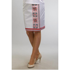 СЖ046кБнннн Спідниця жіноча, атлас-коттон, білий. Барвиста вишиванка. Заготовка для вишивки бісером