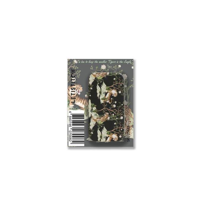 25626 Letistitch Скринька з магнітом для зберігання голок та аксесуарів - Тигри в джунглях 25x50x10 мм (метал)