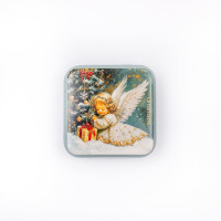 25636 Letistitch Скринька з магнітом для зберігання голок та аксесуарів - Різдвяний ангел 5,5x5,5x2 см (метал)