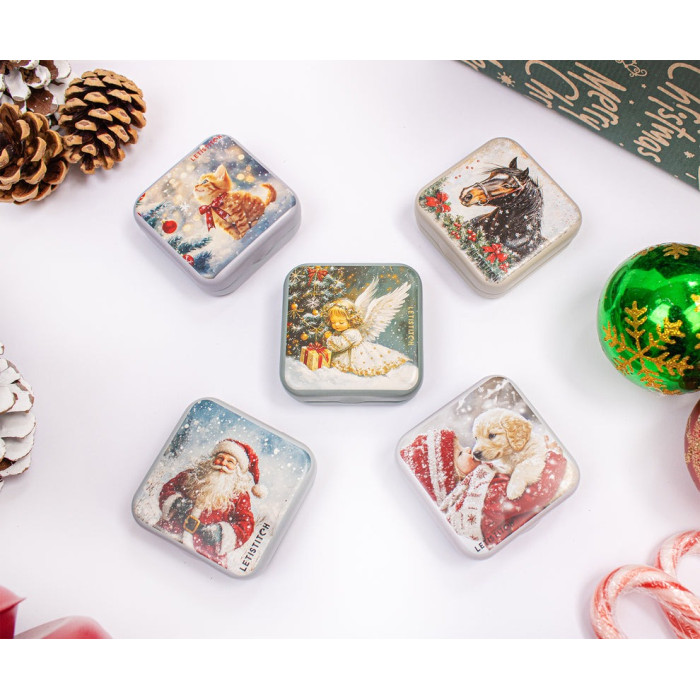 25638 Letistitch Скринька з магнітом для зберігання голок та аксесуарів - Веселе нявкання 5,5x5,5x2 см (метал)