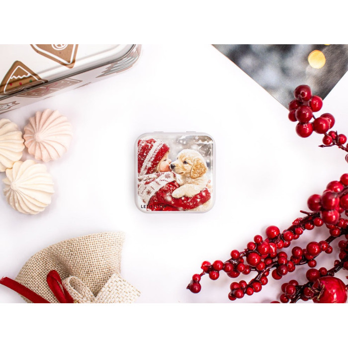 25639 Letistitch Скринька з магнітом для зберігання голок та аксесуарів - Цуценяча любов 5,5x5,5x2 см (метал)