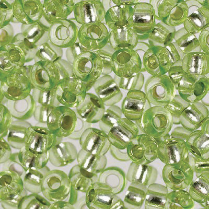 78154 10/0 чеський бісер Preciosa, 5 г, зелений, кристальний сольгель з блискучим срібним отвором