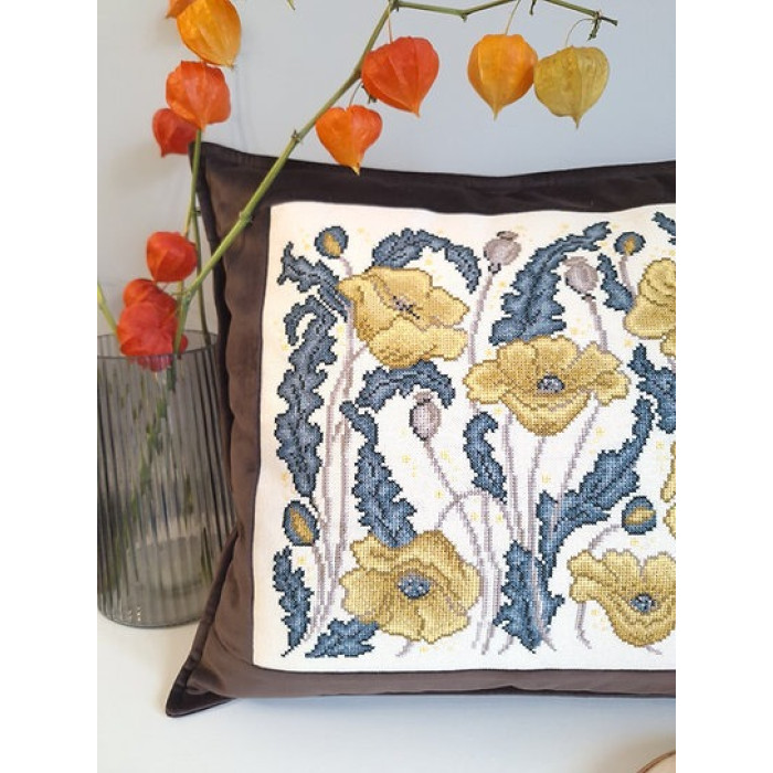 260081 Little Stitch Набір для вишивки рахунковим хрестиком - Жовті маки 27,5x22,5 см, Aida16 (айворі)
